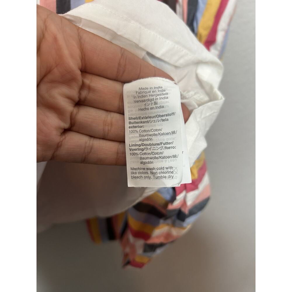 J Crew Tiered Popover Dress Rainbow Striped Cotton Poplin Long Sleeve Petite Med - Picture 9 of 9